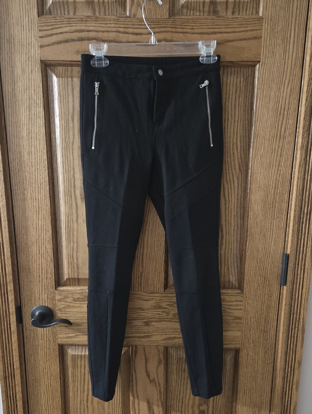 GAP Black Straight-Leg Pants with Silver Zip Pockets